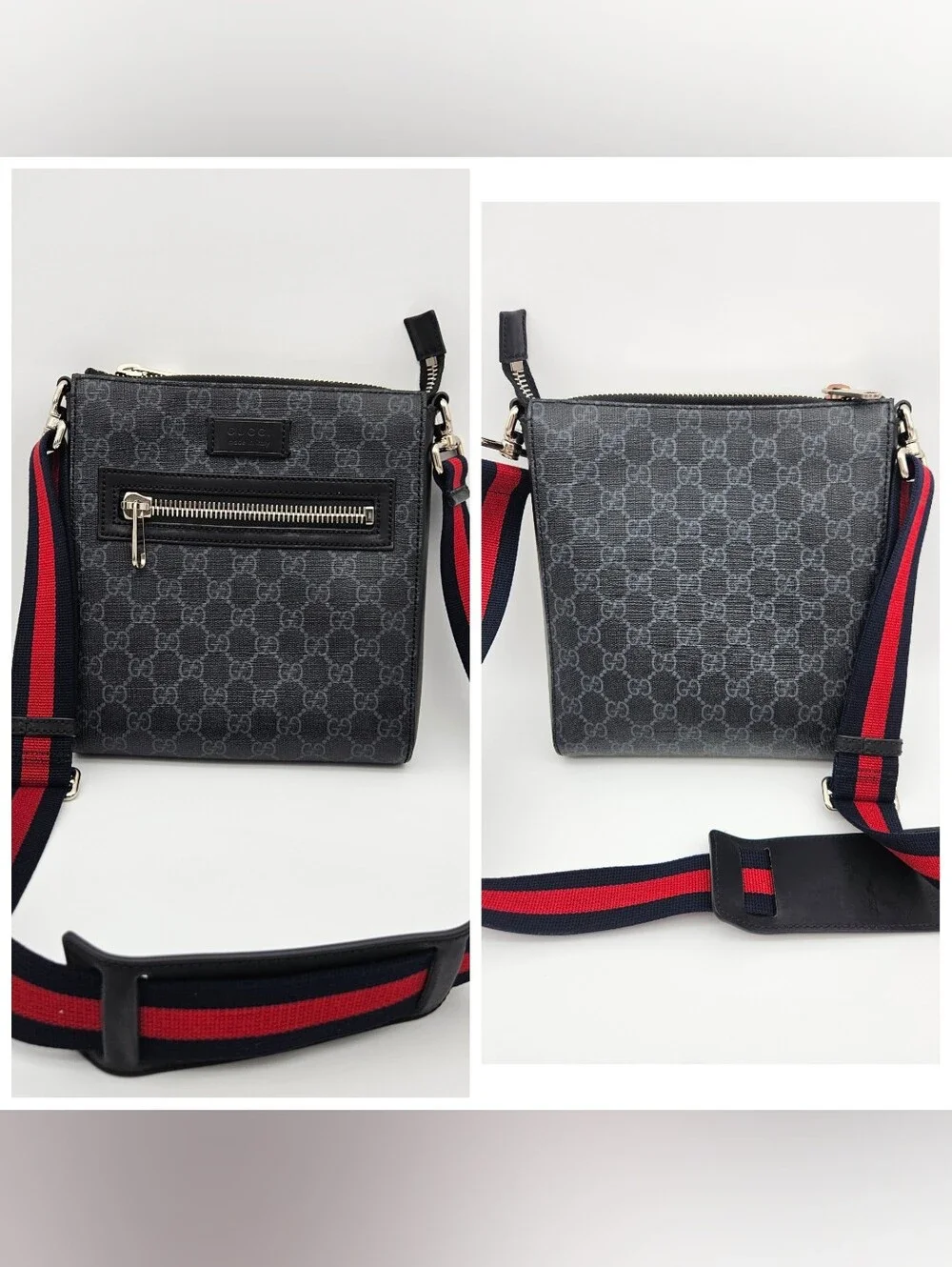 Authentic Gucci GG Supreme Shoulder Bag Black #4401M